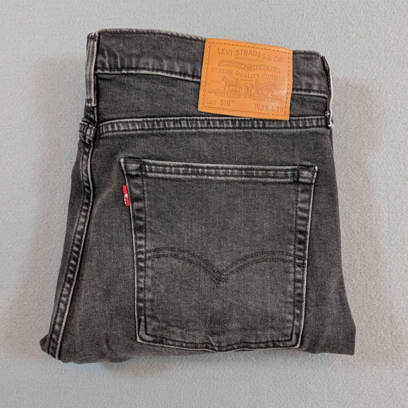 Levi's Other - Levis Premium 510 Skinny Fit Jeans Mens 36x30 Faded Black Denim Leather Patch